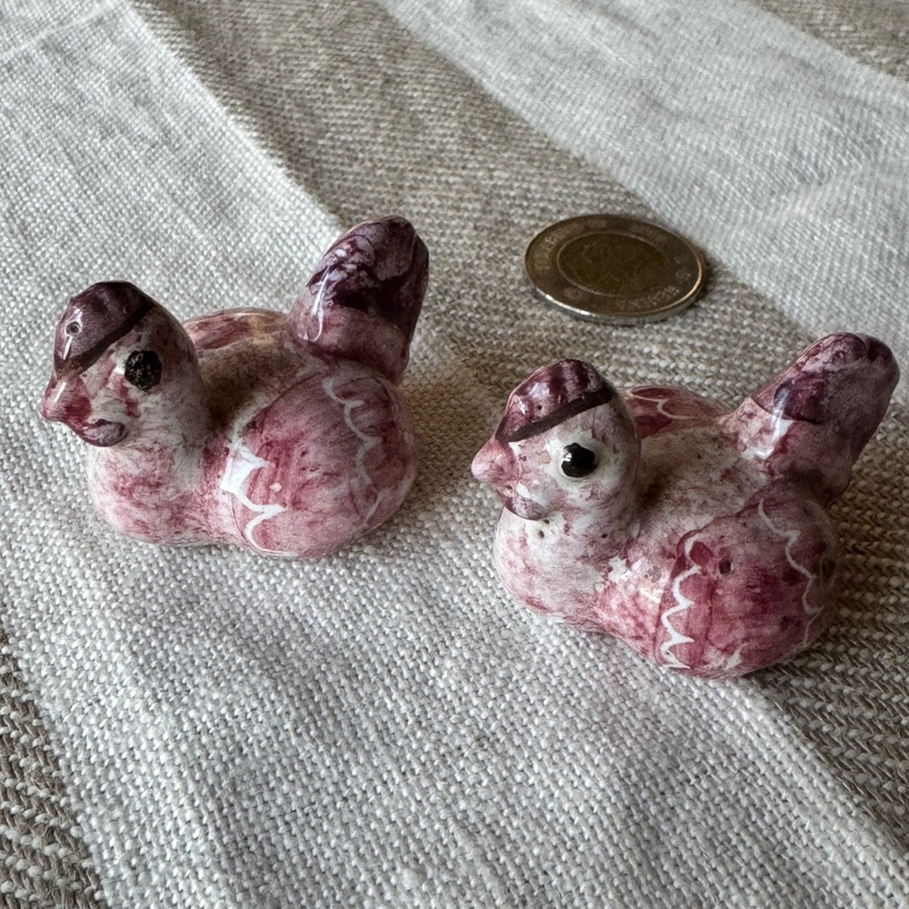 Pink Ceramic Bird Figurines
